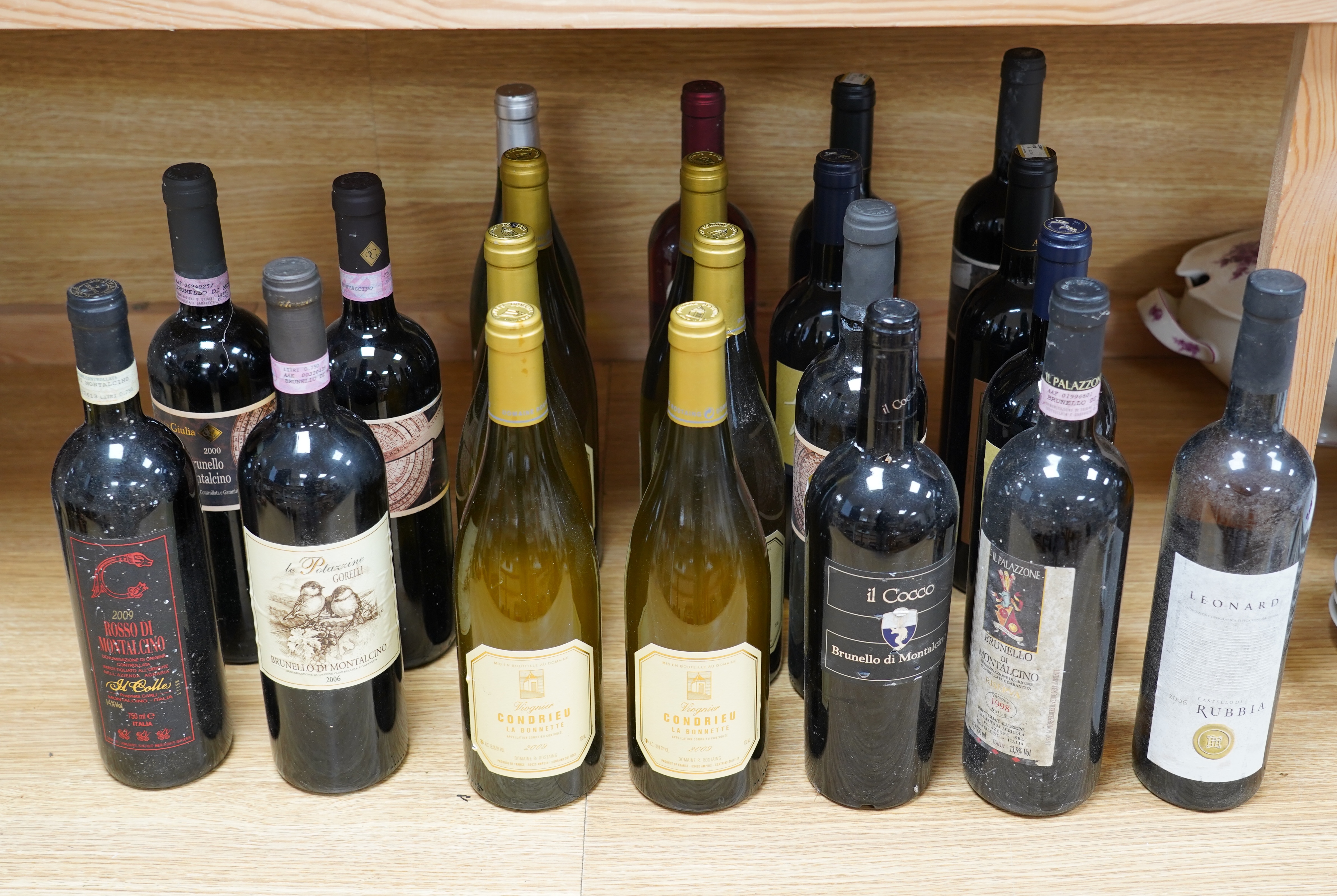 Twenty one bottles of wine including six bottles of Viognier Condrieu La Bonnette 2009